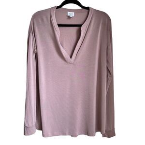 Peyton Jensen top long sleeve light pink size medium m v neck modal thermal